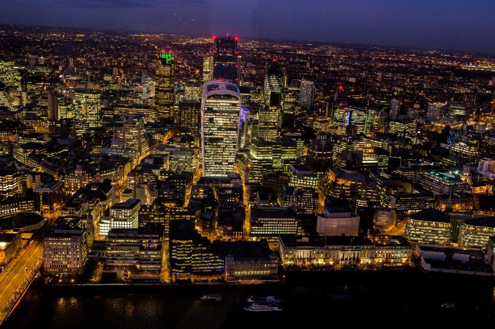 Free Image of Aerial View of the City of London at Night 