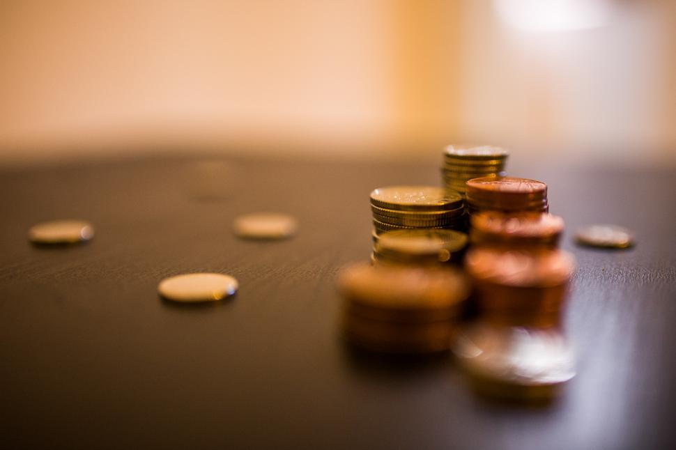 Free Image of Stack of Coins on Table 