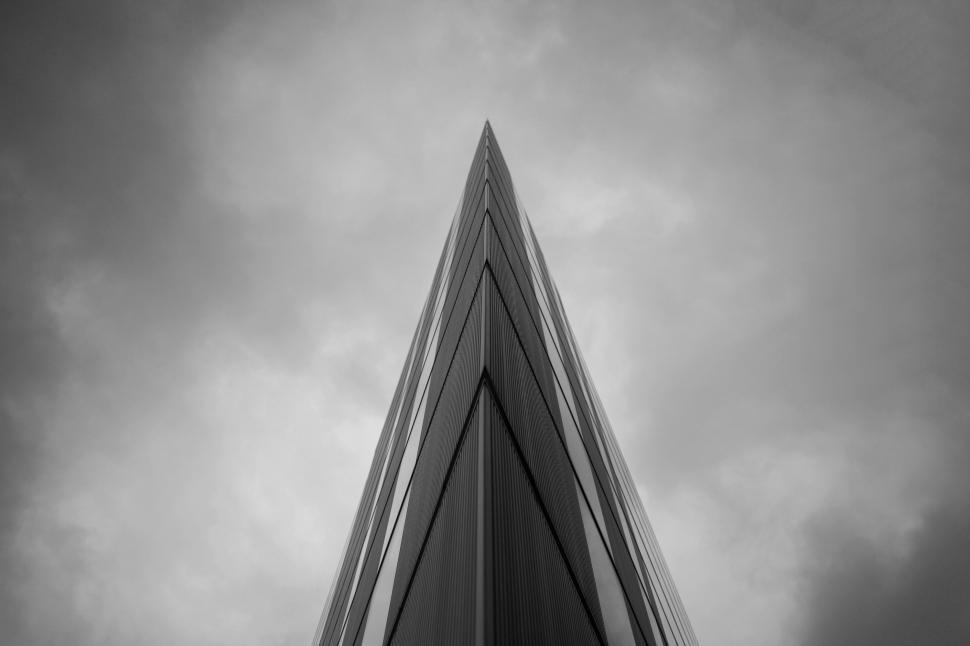 Free Image of Triangular Building in Black and White 