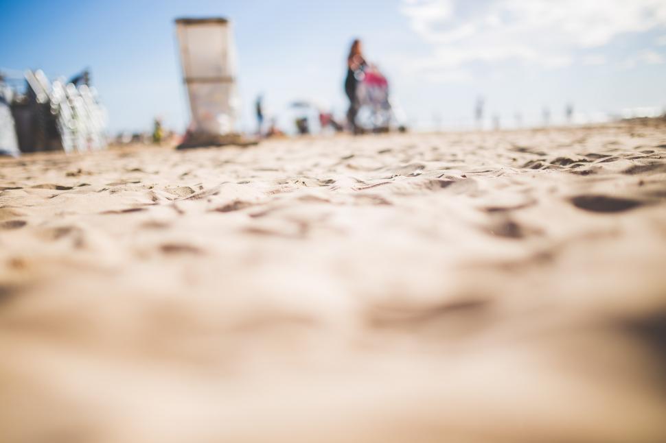 Free Image of Blurry Beach Scene With People Walking 