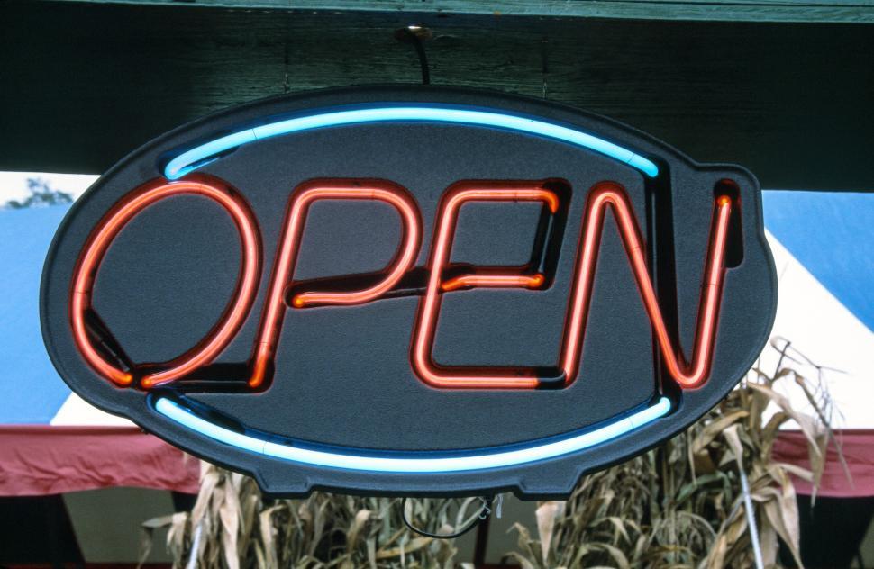 Free Image of Open neon sign board 