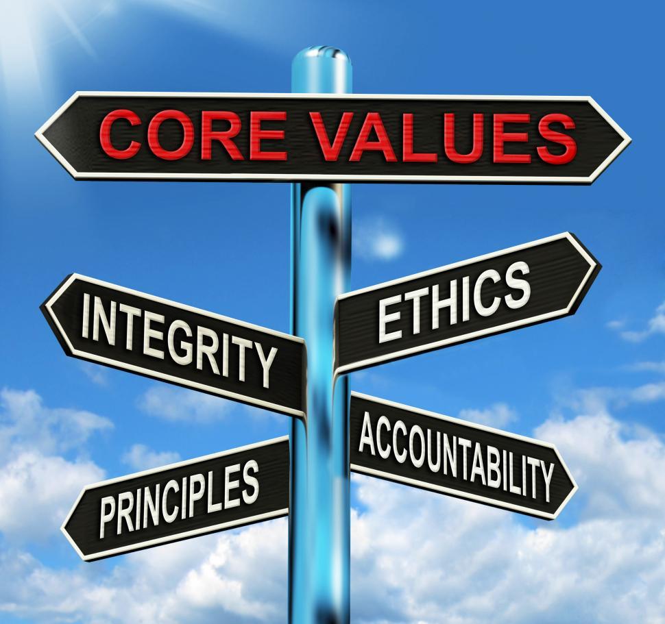 Free Image of Core Values Signpost Means Integrity Ethics Principals And Accou 
