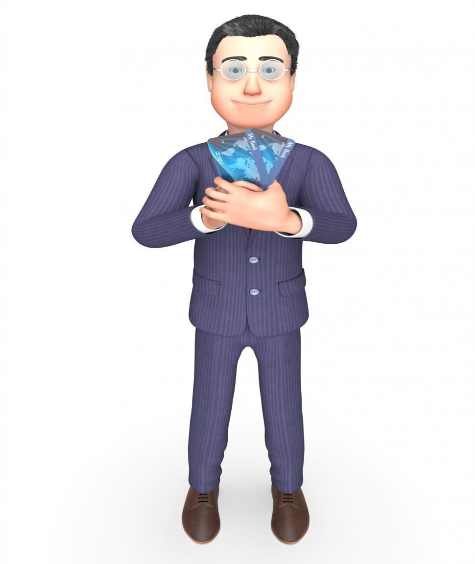 Free Image of Credit Card Means Business Person And Bankrupt 3d Rendering 