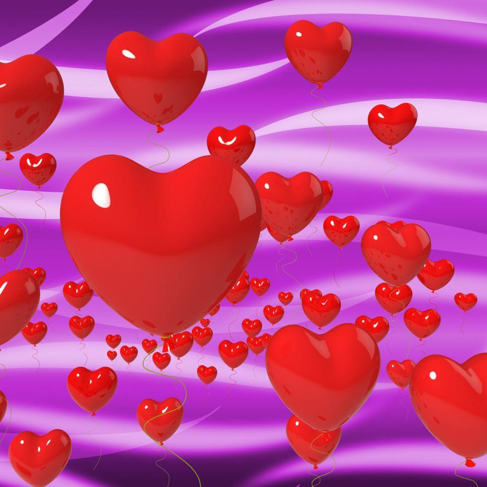 Free Image of Heart Balloons On Background Means Passionate Marriage Or Beauti 