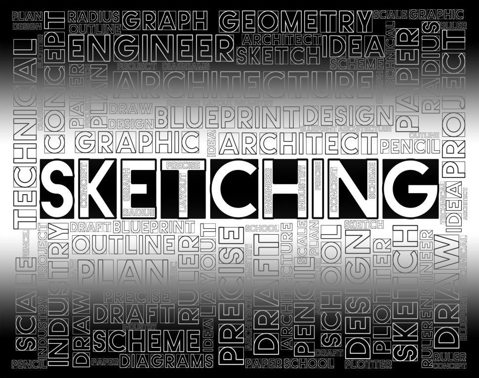 Free Image of Sketching Word Shows Designer Drawing And Creativity 