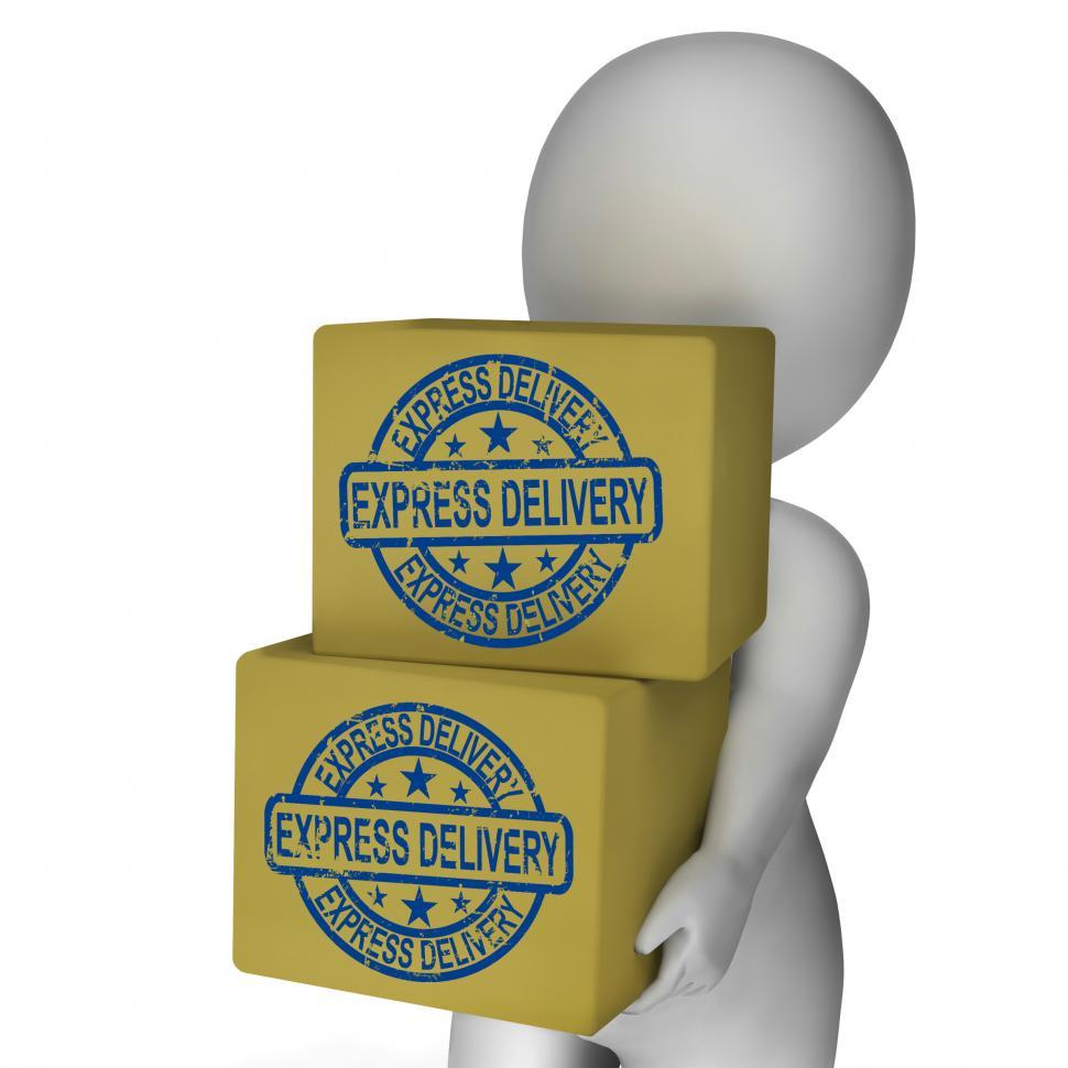 Free Image of Express Delivery Boxes Show Fast Sending And Shipping 