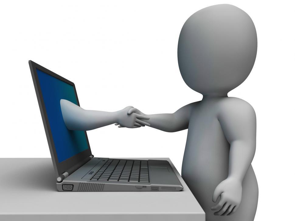 Free Image of Shaking Hands Through Computer Shows Online Deal 