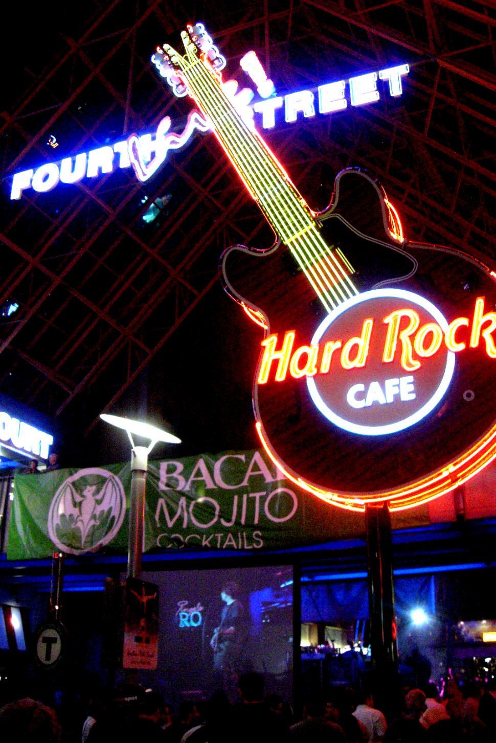 Free Image of Neon Sign for Hard Rock Cafe and Casino 