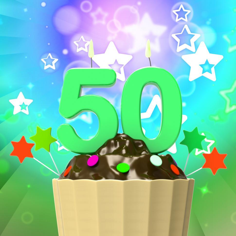 Free Image of Fifty Candle On Cupcake Means Special Celebration Or Colourful E 