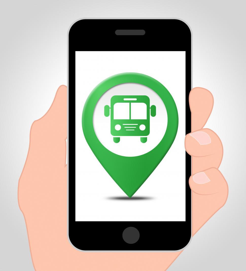 Free Image of Bus Location Online Indicates Mobile Phone Transport 3d Illustra 