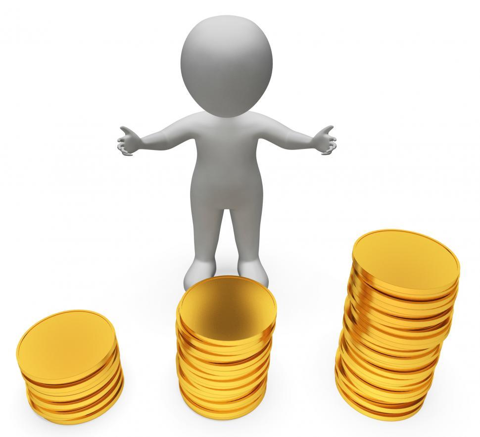 Free Image of Money Coins Represents Investment Wealthy And Savings 3d Renderi 
