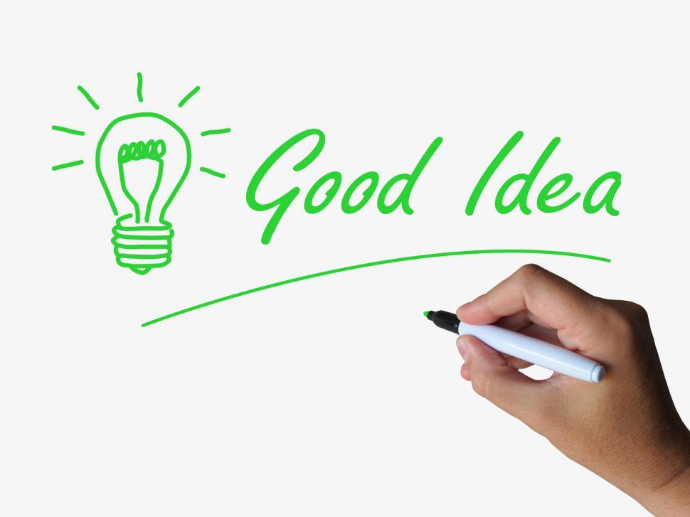 Free Image of Good Idea and Lightbulb Indicate Bright Ideas and Concepts 