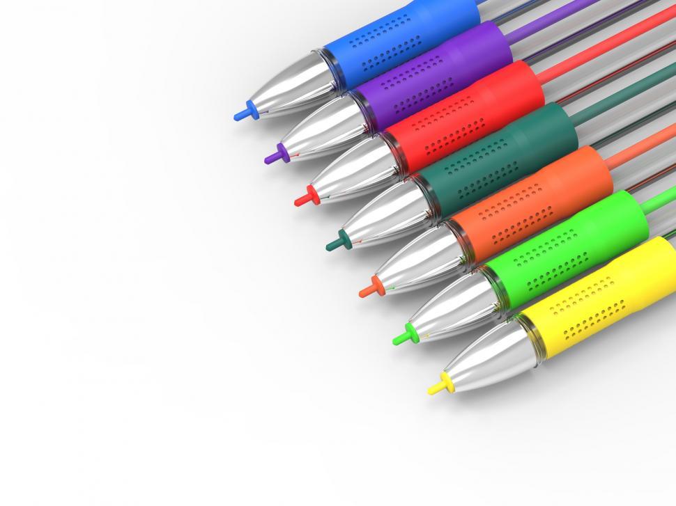 Free Image of Multicolored Pens On White Copyspace Shows Felt Pens With Copy S 