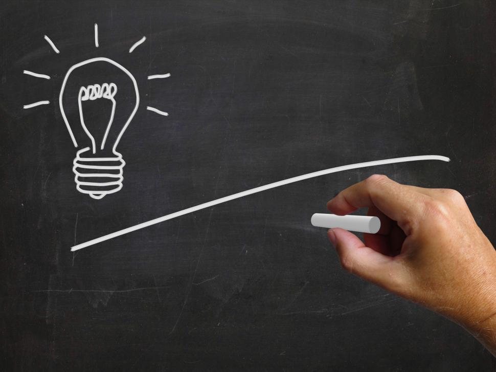 Free Image of Light Bulb And Blackboard Copyspace Shows Ideas And Blank Vision 