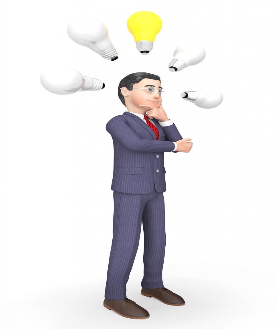 Free Image of Character Lightbulbs Shows Power Source And Business 3d Renderin 