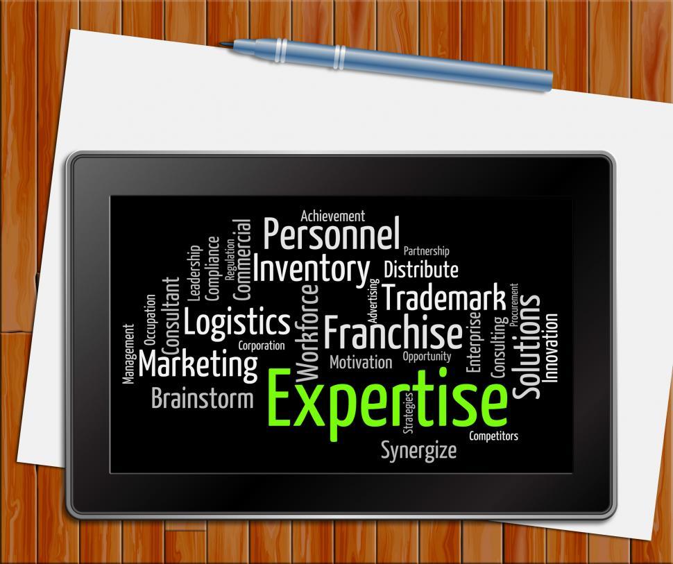 Free Image of Expertise Word Shows Educated Proficiency And Wordclouds Tablet 