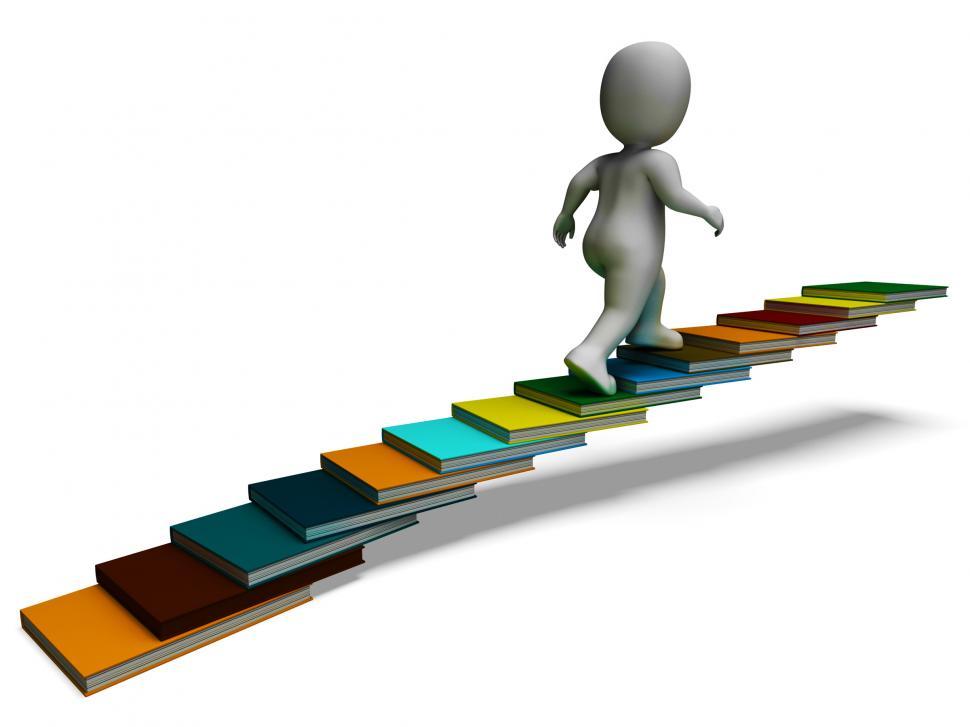 Free Image of Student Climbing Books Showing Education 