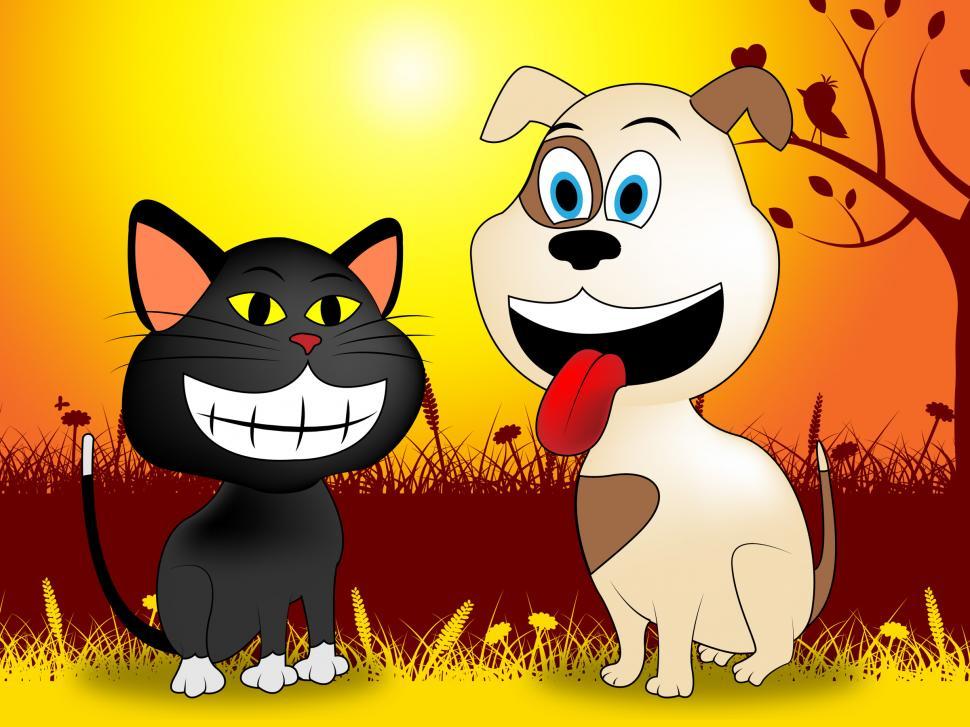 Free Image of Dog With Cat Indicates Doggy Kitty And Meadows 