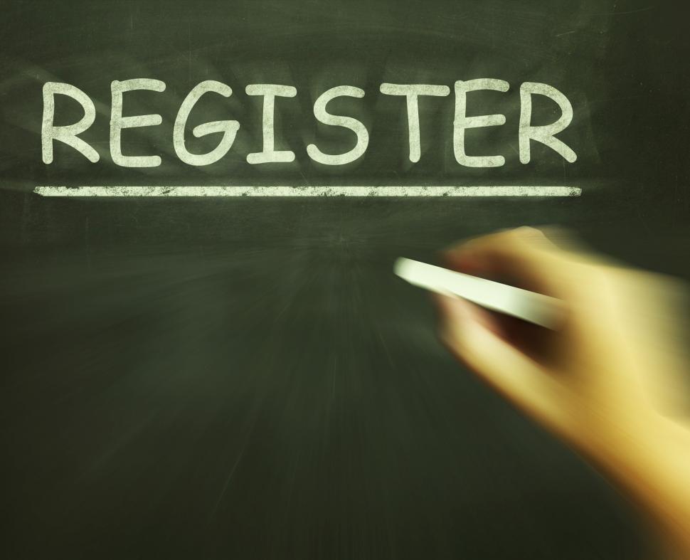 Free Image of Register Chalk Shows Joining Subscribing Or Check In 