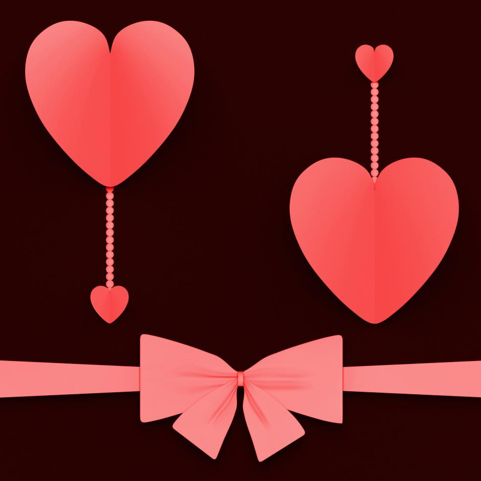 Free Image of Two Hearts With Bow Mean Lovely Surprise Or Romantic Gift 