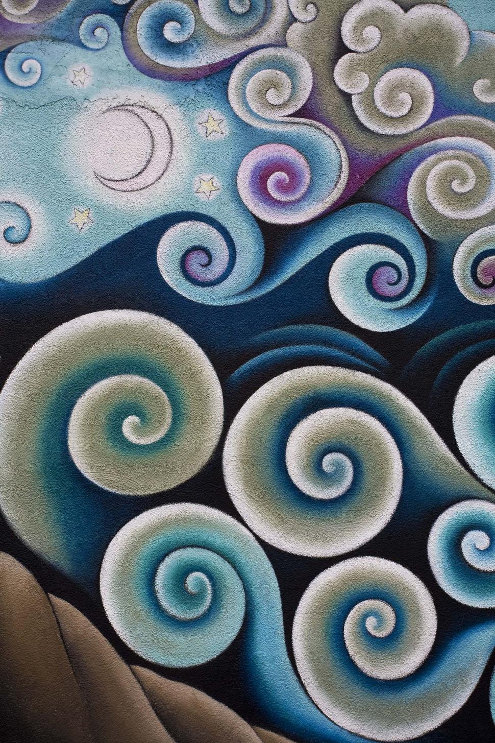 Free Image of Wall of painted spirals 