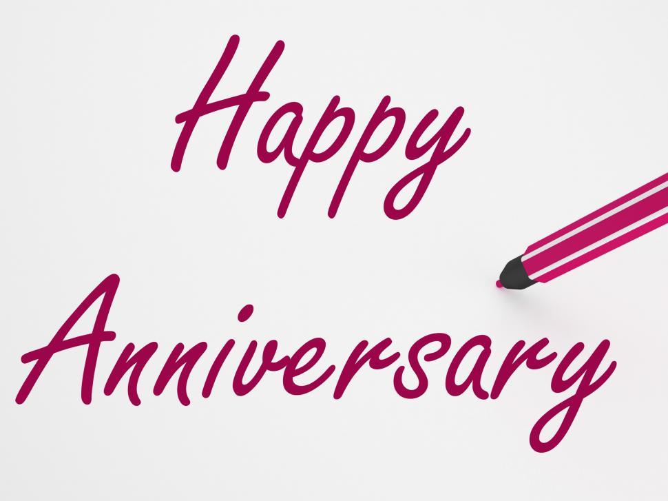 Free Image of Happy Anniversary On Whiteboard Shows Romantic Celebration Or Gr 
