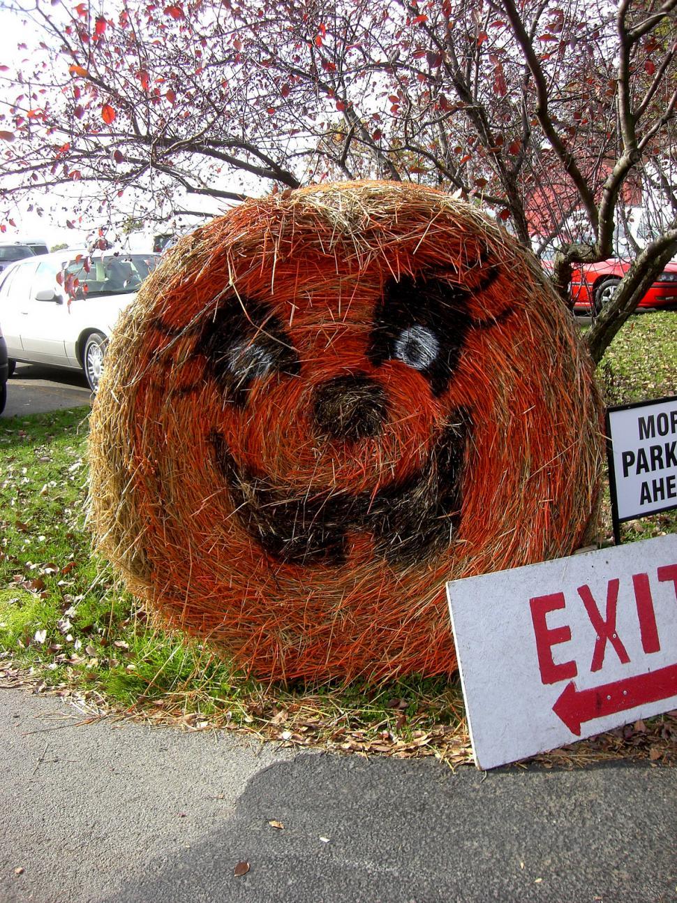 Free Image of Hay Ball With Painted Face 