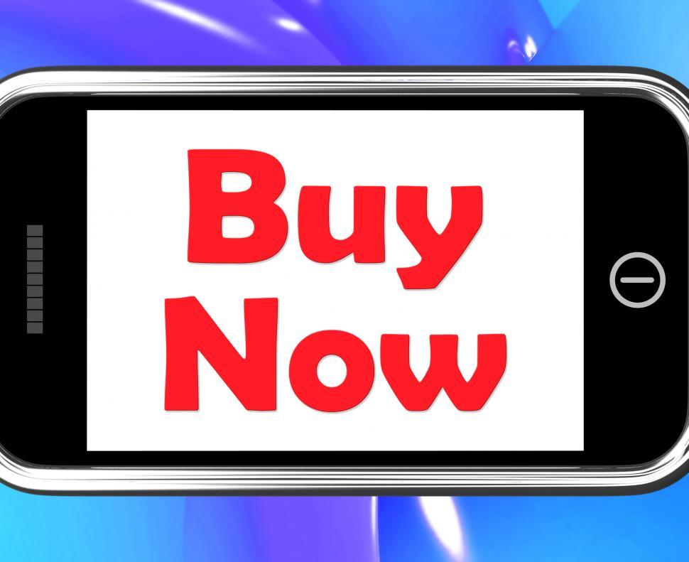 Free Image of Buy Now On Phone Shows Purchasing And Online Shopping 