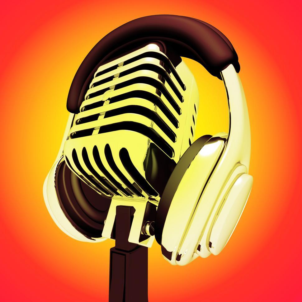 Free Image of Microphone And Headphones Shows Recording Studio Or Performing 