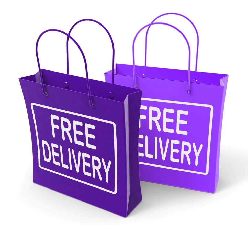 Free Image of Free Delivery Sign on Bags Show No Charge To Deliver 