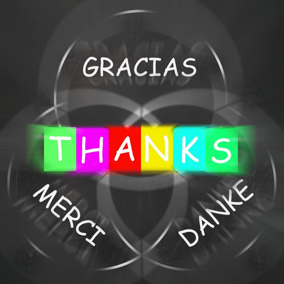 Free Image of Gracias Merci and Danke Displays Thanks in Foreign Languages 