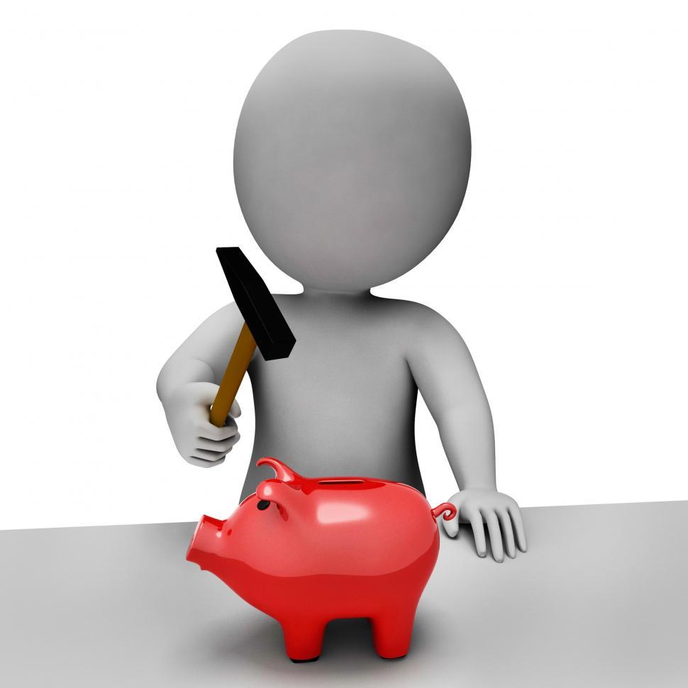Free Image of Save Piggybank Shows Spending Word And Banking 3d Rendering 