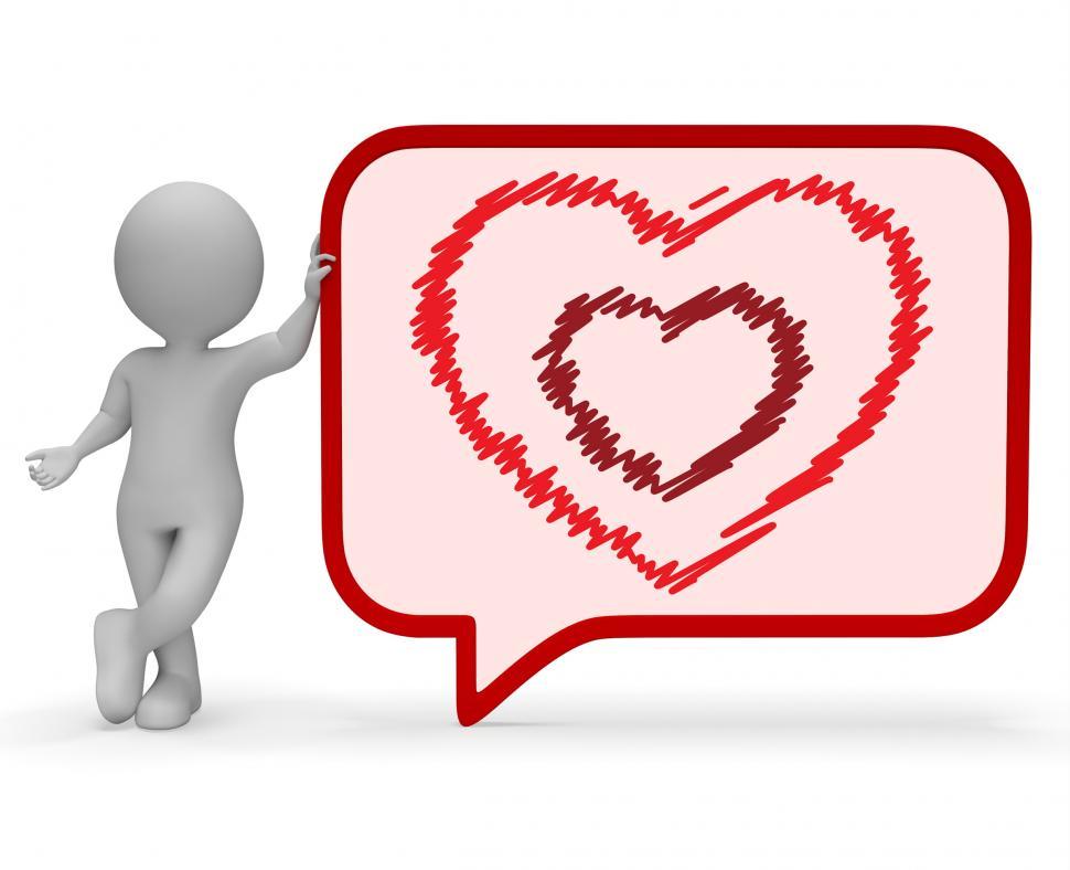 Free Image of Heart Speech Bubble Represents Valentine Day 3d Rendering 