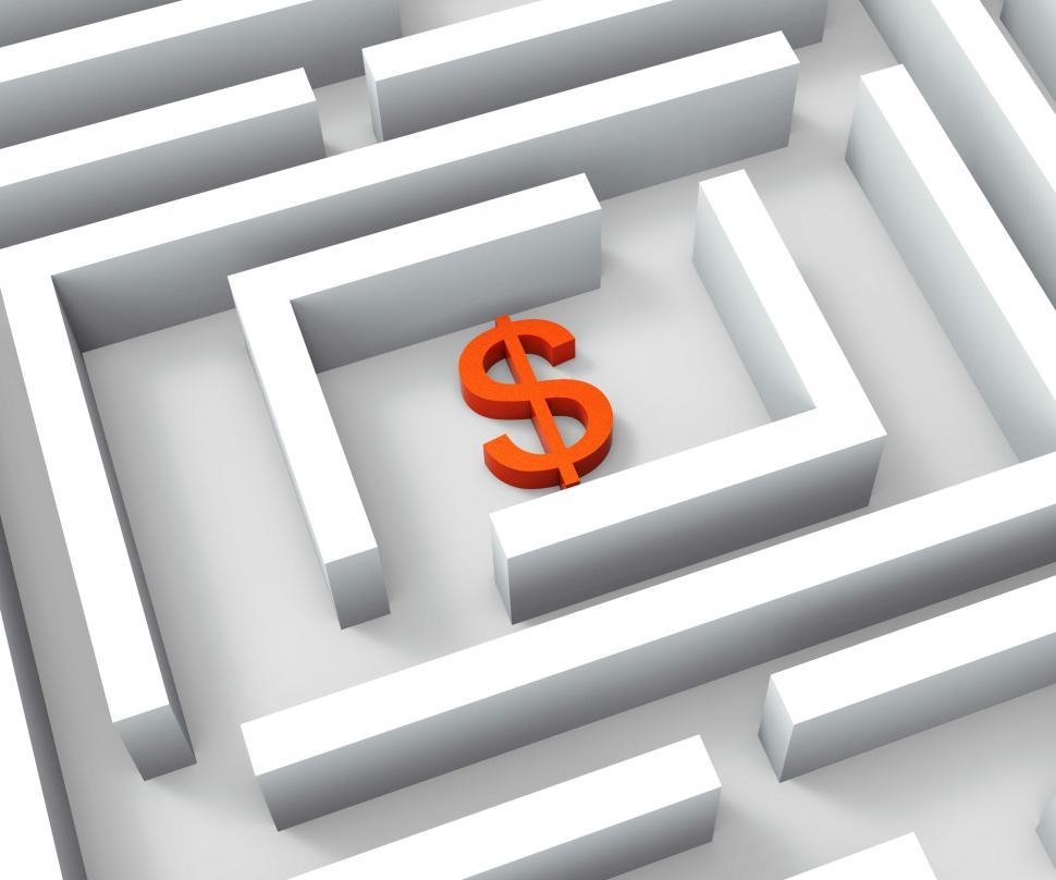 Free Image of Dollar Sign In Maze Shows Dollars Credit 