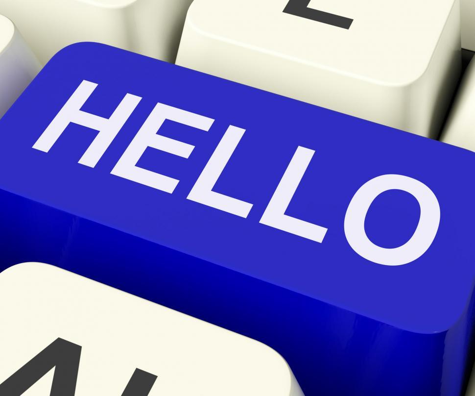 Free Image of Hello Key Shows Online Greeting Or Welcome 