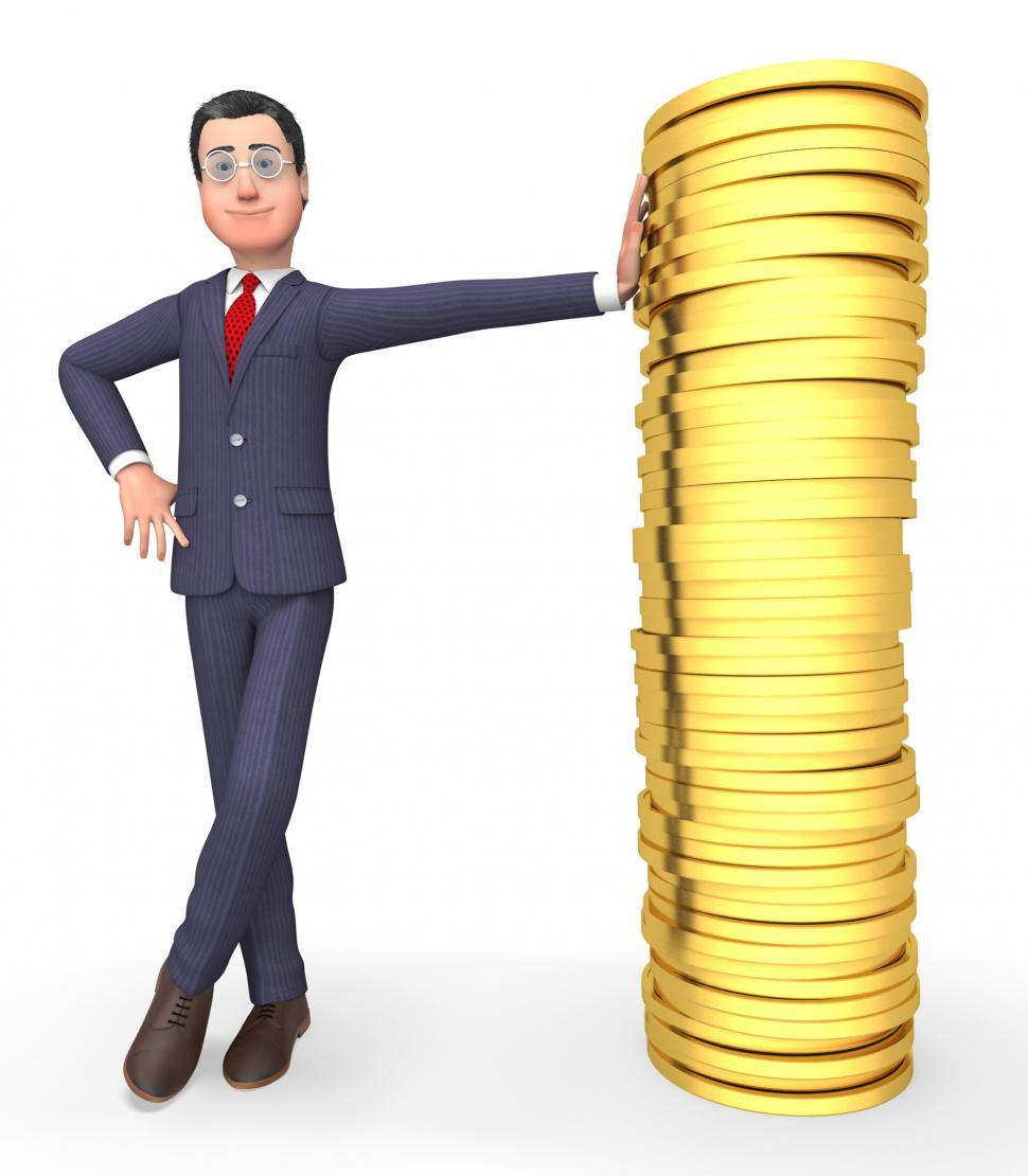 Free Image of Money Character Means Business Person And Wealthy 3d Rendering 