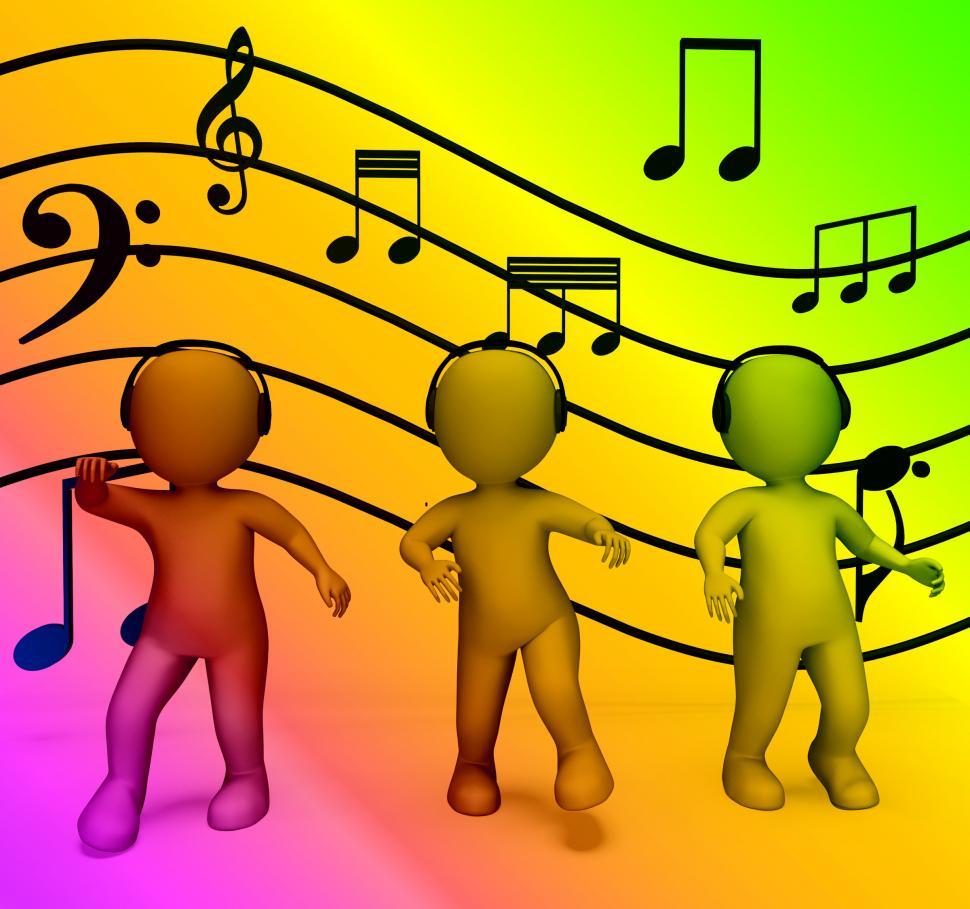 Free Image of Colorful Characters With Headphones Listening To Music Disco And 