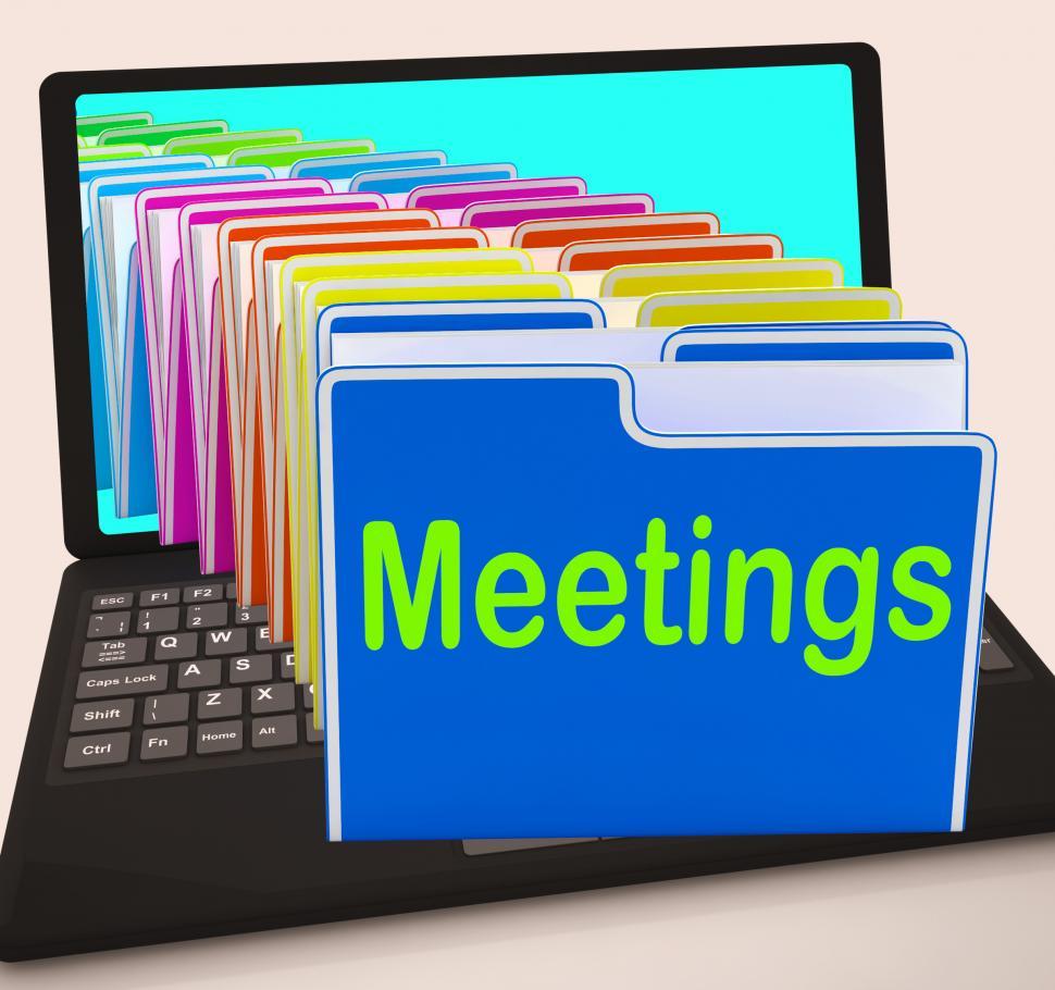 Free Image of Meetings Folders Laptop Means Talk Discussion Or Conference 