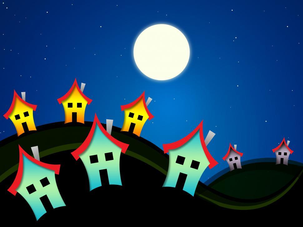 Free Image of Houses At Nighttime Indicates Dark Evening Properties 
