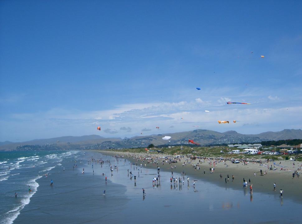 Free Image of Kite Flying New Brighton Beach New Zealand 