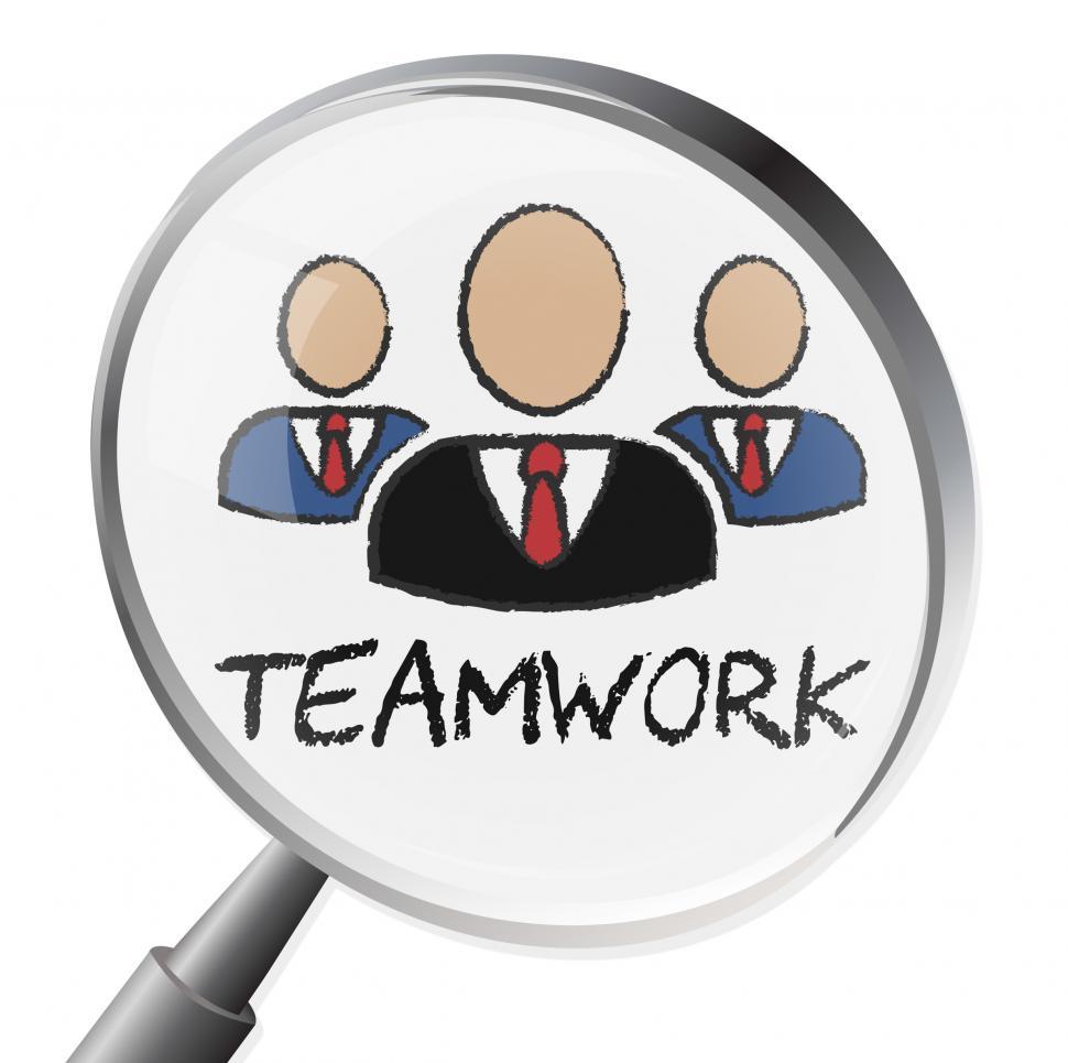 Free Image of Teamwork Magnifier Indicates Search Magnification And Teams 