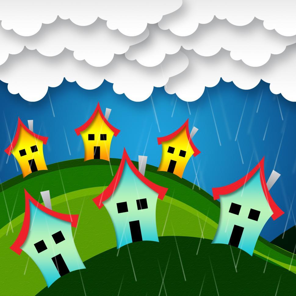 Free Image of Rainy Houses Indicates Bungalow Property And Apartment 