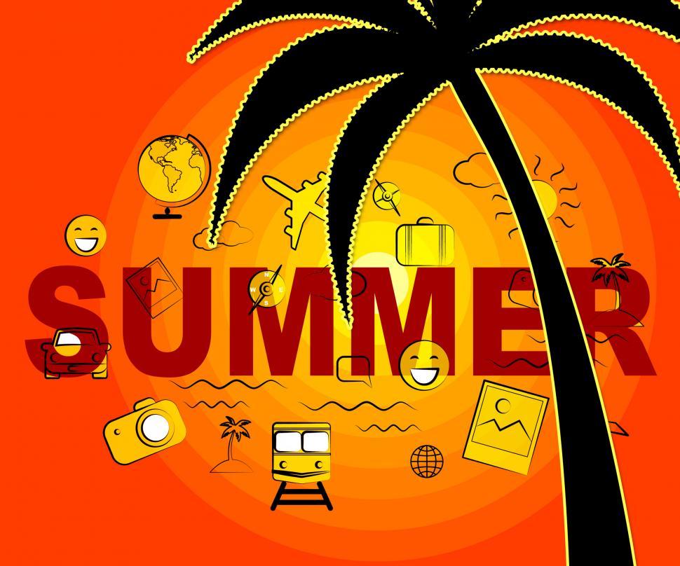 Free Image of Summer Icons Represents Summertime Symbol And Heat 