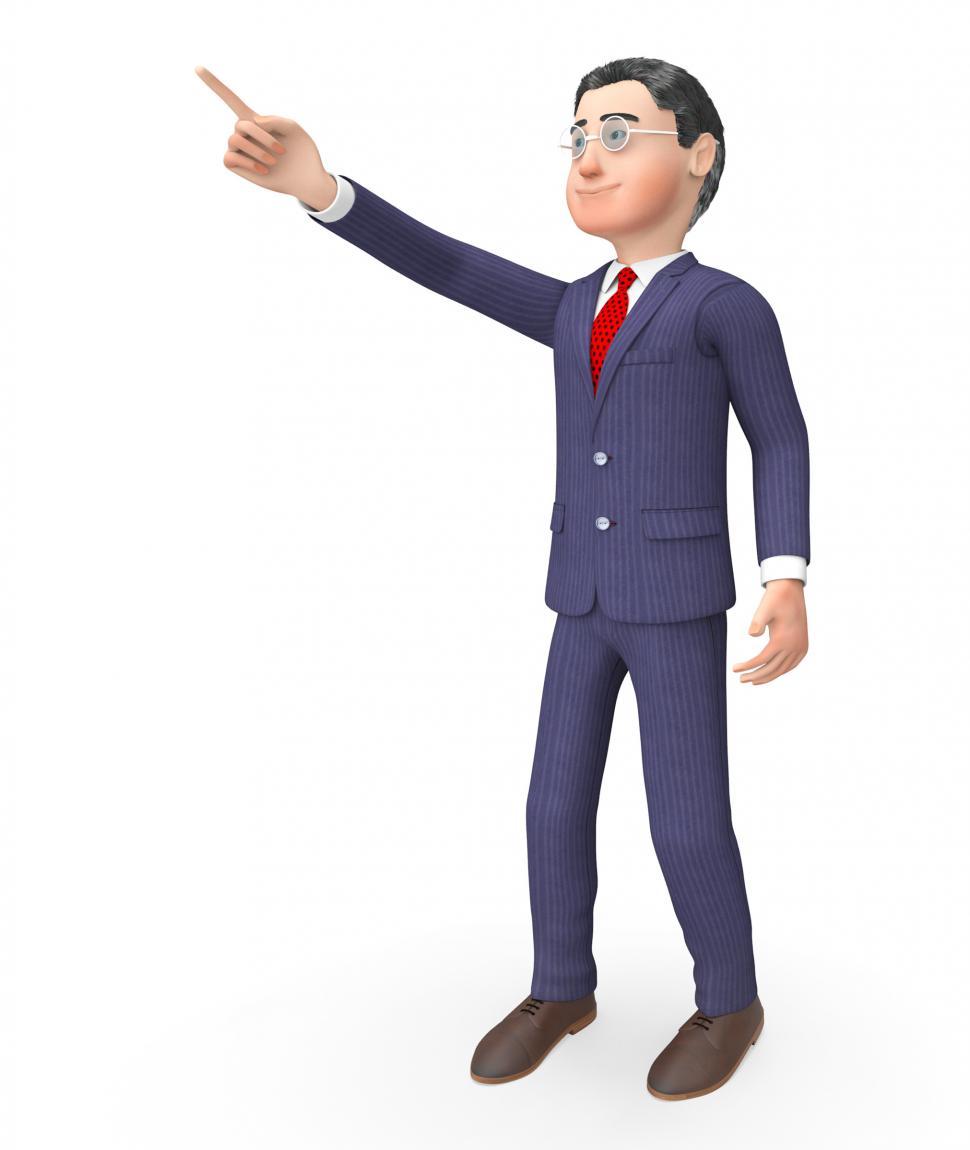 Free Image of Pointing Character Means Hand Up And Commercial 3d Rendering 