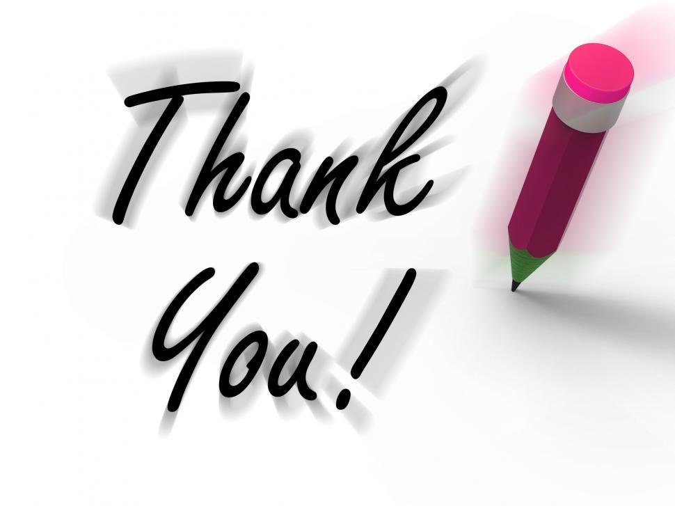 Free Image of Thank You Sign with Pencil Displays Written Acknowledgement 