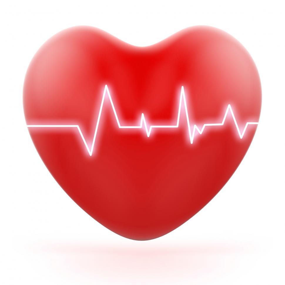 Free Image of Electro On Heart Shows Love Pressure Or Loud Heartbeats 