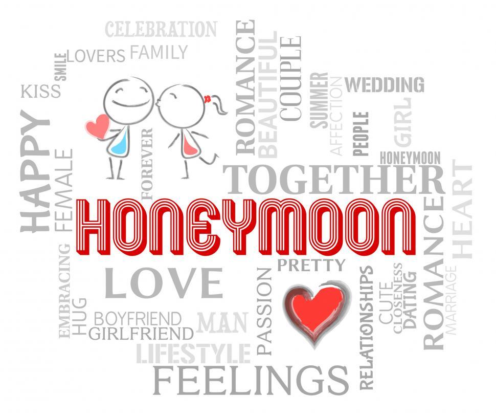 Free Image of Honeymoon Words Shows Romantic Holiday Or Vacation 
