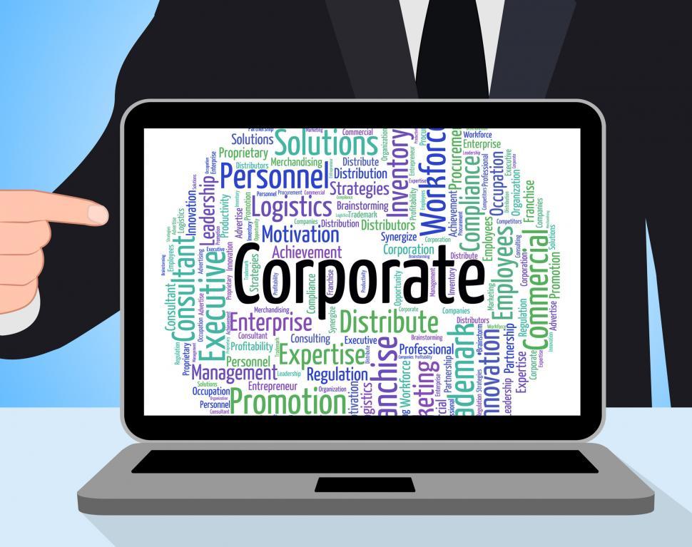 Free Image of Corporate Word Shows Corporation Businessmen And Wordcloud 