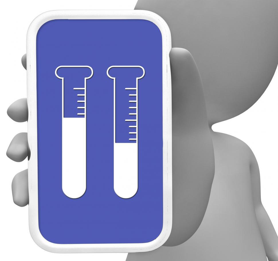 Free Image of Test Tubes Online Represents Mobile Phone And Analysis 3d Render 