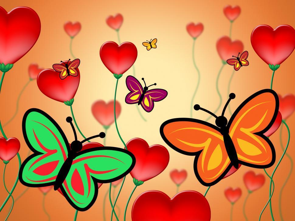 Free Image of Heart Butterflies Represents Valentine Day And Butterfly 